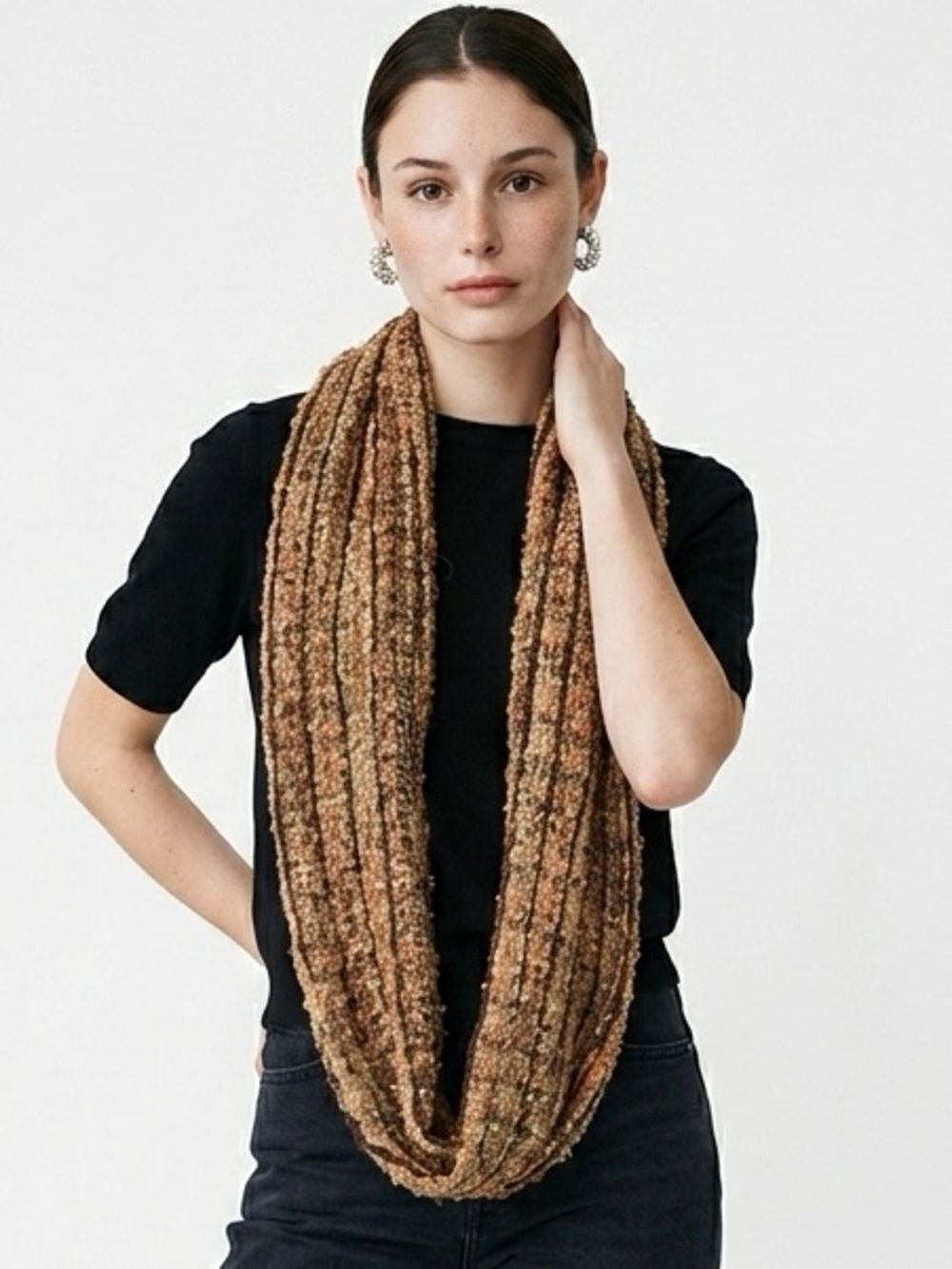 EARTH TONES Knit Circle Infinity Scarf